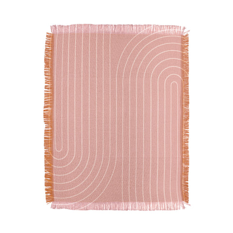 Colour Poems Minimal Line Curvature Pink Throw Blanket
