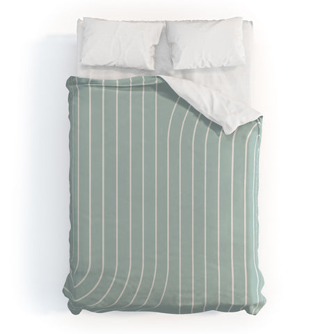 Colour Poems Minimal Line Curvature Sage Duvet Cover
