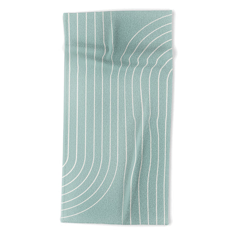 Colour Poems Minimal Line Curvature Sage Beach Towel
