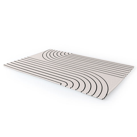Colour Poems Minimal Line Curvature White Area Rug