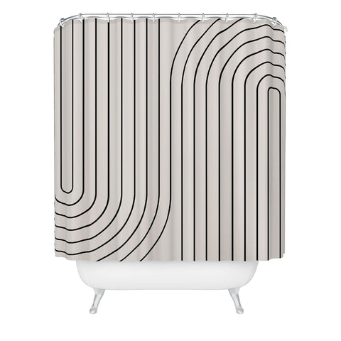 Colour Poems Minimal Line Curvature White Shower Curtain