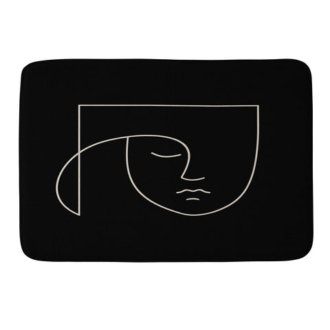 Colour Poems Minimal Line Portrait Black Memory Foam Bath Mat