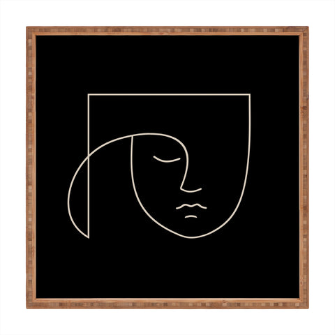 Colour Poems Minimal Line Portrait Black Square Tray