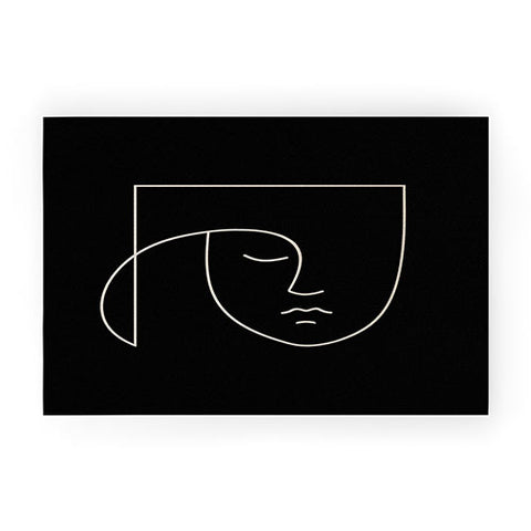 Colour Poems Minimal Line Portrait Black Welcome Mat