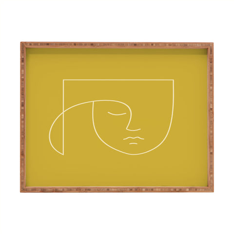 Colour Poems Minimal Line Portrait Gold Rectangular Tray