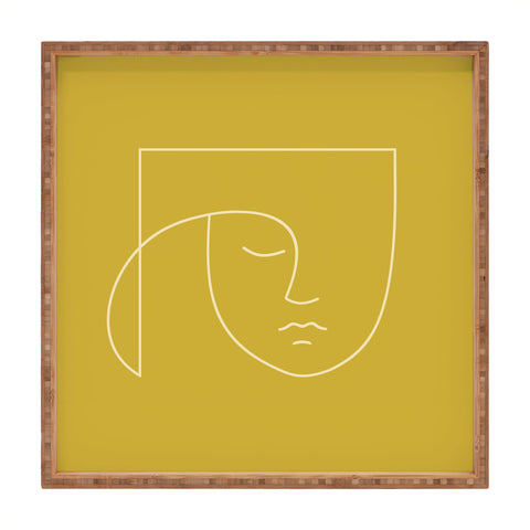 Colour Poems Minimal Line Portrait Gold Square Tray