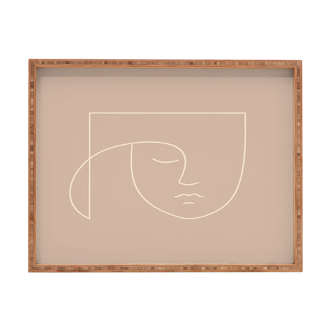 Colour Poems Minimal Line Portrait Rose Rectangular Tray