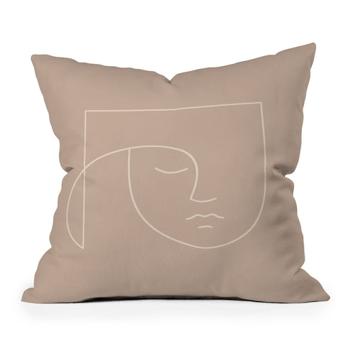 Colour Poems Minimal Line Portrait Rose Throw Pillow
