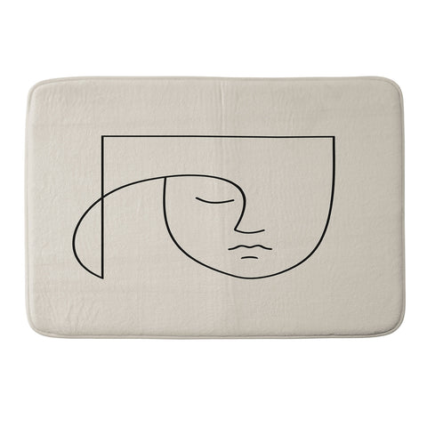 Colour Poems Minimal Line Portrait White Memory Foam Bath Mat