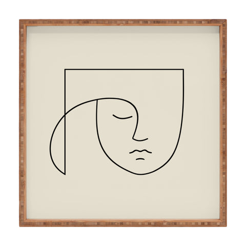 Colour Poems Minimal Line Portrait White Square Tray