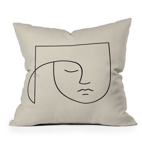 Colour Poems Minimal Line Portrait White Throw Pillow