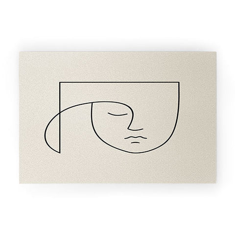 Colour Poems Minimal Line Portrait White Welcome Mat