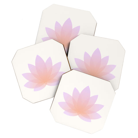 Colour Poems Minimal Lotus Flower III Coaster Set
