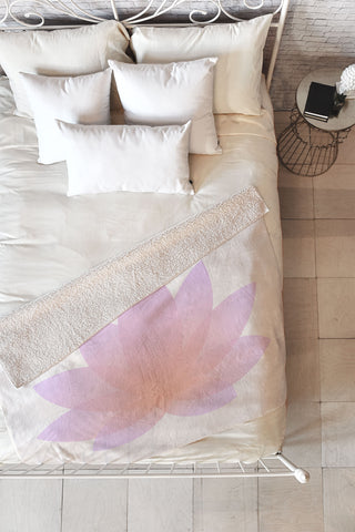 Colour Poems Minimal Lotus Flower III Fleece Throw Blanket