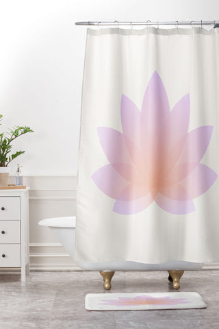 Colour Poems Minimal Lotus Flower III Shower Curtain And Mat
