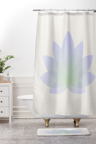 Colour Poems Minimal Lotus Flower V Shower Curtain And Mat