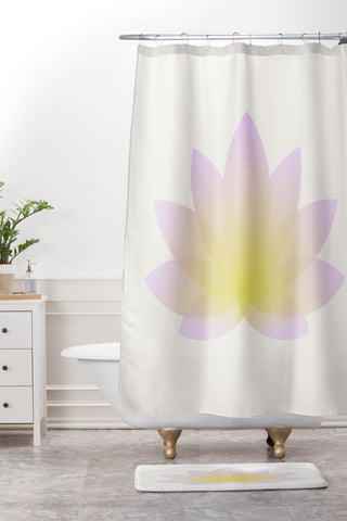 Colour Poems Minimal Lotus Flower VII Shower Curtain And Mat