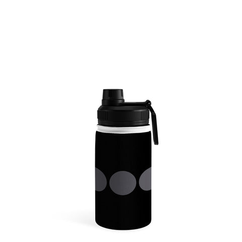 Colour Poems Minimal Moon Phases Black Water Bottle