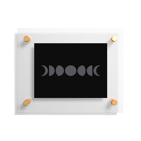 Colour Poems Minimal Moon Phases Black Floating Acrylic Print