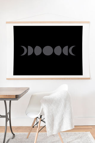 Colour Poems Minimal Moon Phases Black Art Print And Hanger