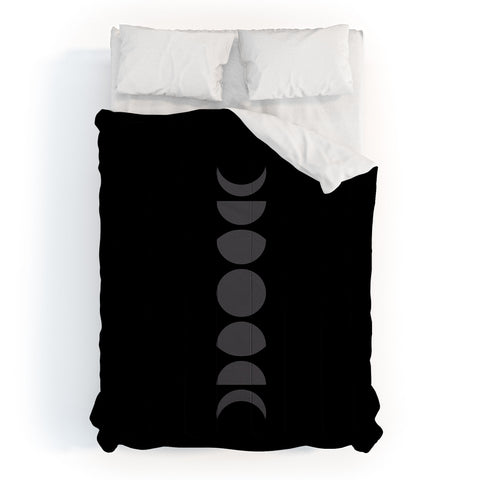 Colour Poems Minimal Moon Phases Black Comforter