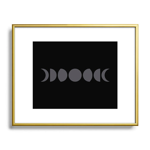 Colour Poems Minimal Moon Phases Black Metal Framed Art Print