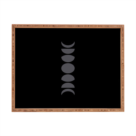 Colour Poems Minimal Moon Phases Black Rectangular Tray