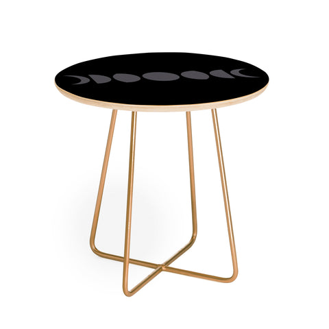 Colour Poems Minimal Moon Phases Black Round Side Table