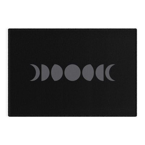 Colour Poems Minimal Moon Phases Black Outdoor Rug