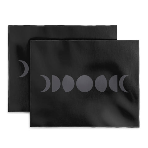Colour Poems Minimal Moon Phases Black Placemat