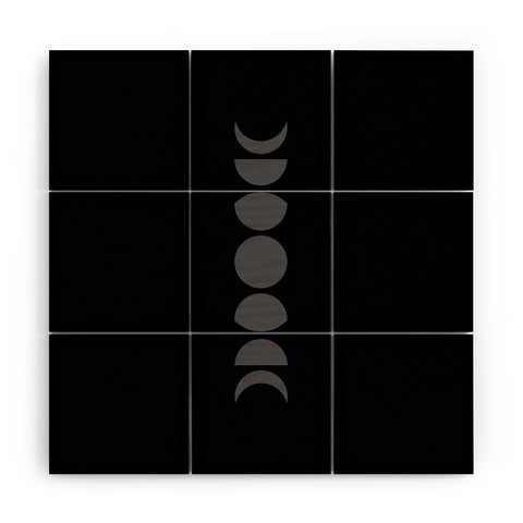Colour Poems Minimal Moon Phases Black Wood Wall Mural