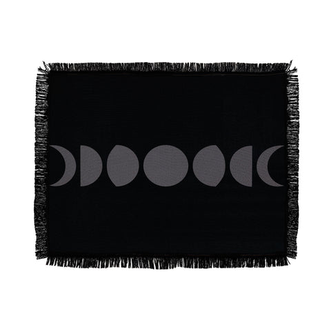 Colour Poems Minimal Moon Phases Black Throw Blanket