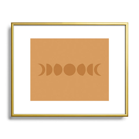 Colour Poems Minimal Moon Phases Camel Metal Framed Art Print