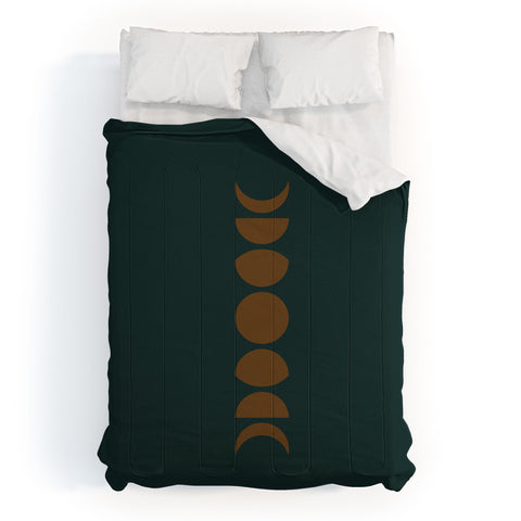 Colour Poems Minimal Moon Phases Green Comforter