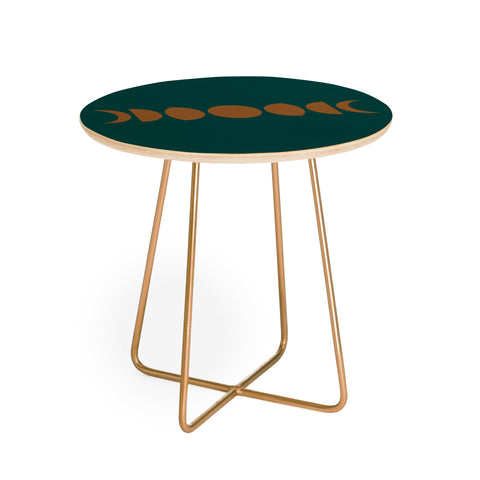 Colour Poems Minimal Moon Phases Green Round Side Table