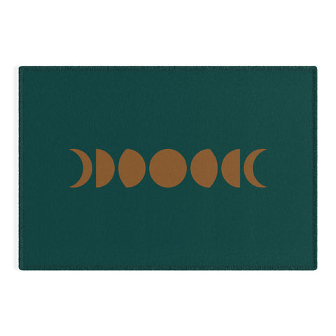 Colour Poems Minimal Moon Phases Green Outdoor Rug