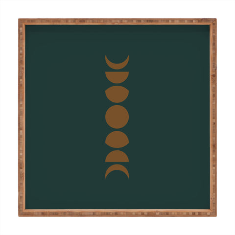 Colour Poems Minimal Moon Phases Green Square Tray