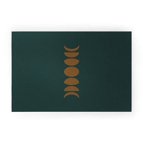 Colour Poems Minimal Moon Phases Green Welcome Mat