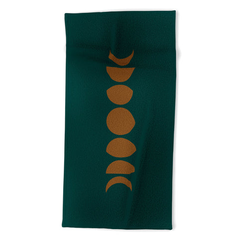 Colour Poems Minimal Moon Phases Green Beach Towel