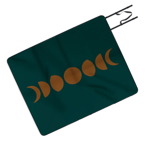 Colour Poems Minimal Moon Phases Green Picnic Blanket