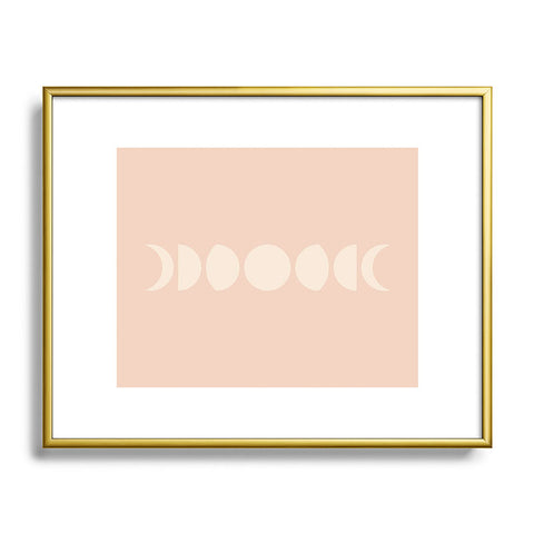 Colour Poems Minimal Moon Phases Light Pink Metal Framed Art Print