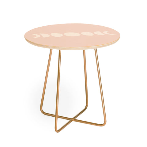 Colour Poems Minimal Moon Phases Light Pink Round Side Table