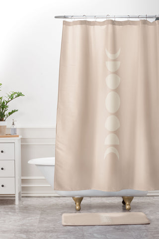 Colour Poems Minimal Moon Phases Light Pink Shower Curtain And Mat