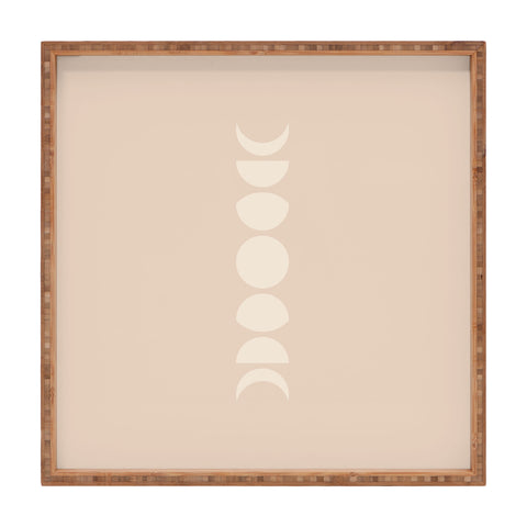 Colour Poems Minimal Moon Phases Light Pink Square Tray