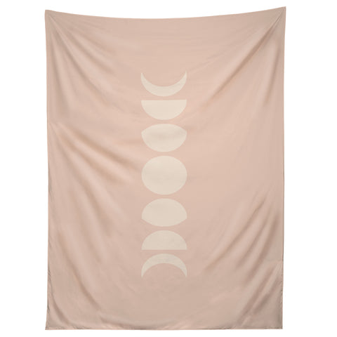 Colour Poems Minimal Moon Phases Light Pink Tapestry