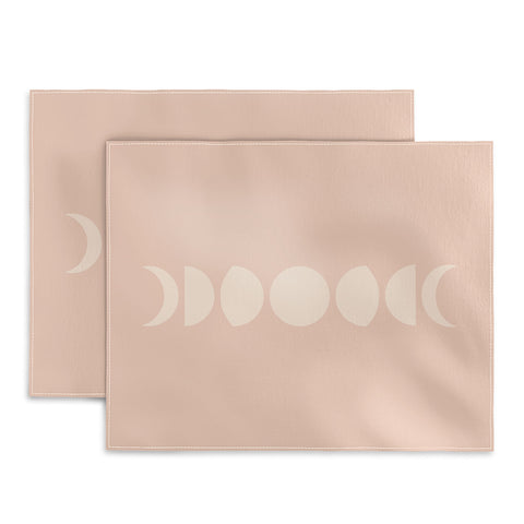 Colour Poems Minimal Moon Phases Light Pink Placemat