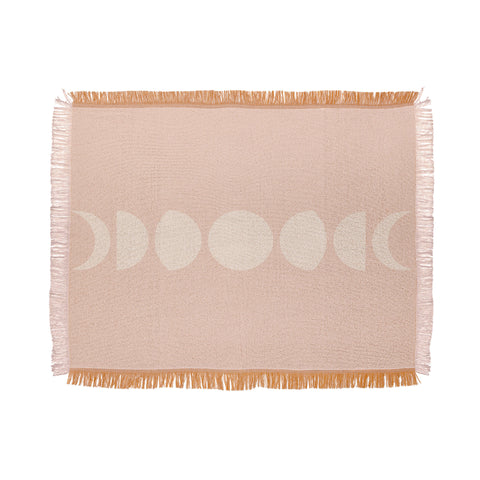 Colour Poems Minimal Moon Phases Light Pink Throw Blanket