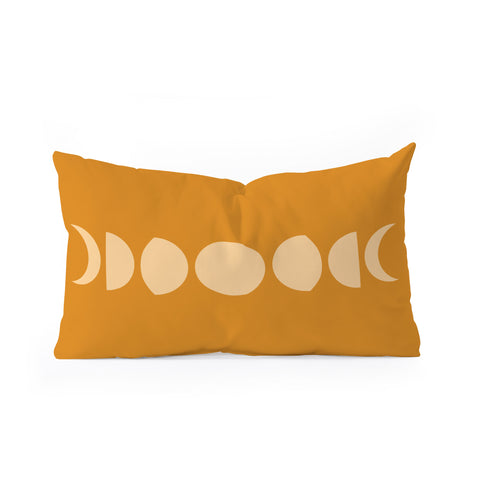 Colour Poems Minimal Moon Phases Orange Oblong Throw Pillow