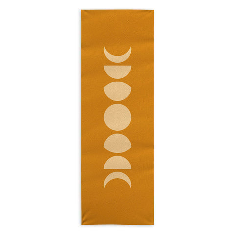 Colour Poems Minimal Moon Phases Orange Yoga Towel