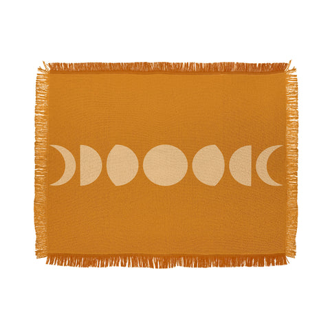 Colour Poems Minimal Moon Phases Orange Throw Blanket